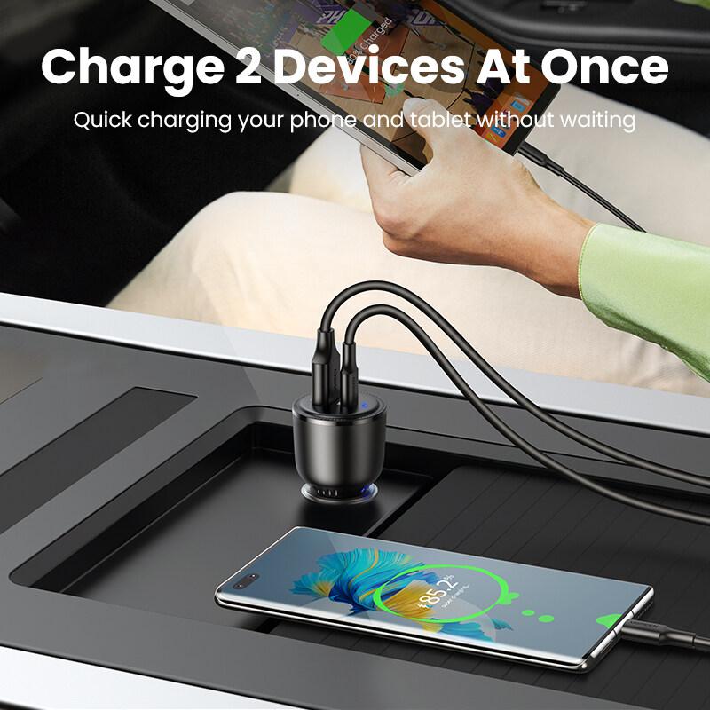 Ugreen UG90645CD239TK 63W Màu Đen Bộ sạc nhanh xe hơi gồm cổng USB-C 45W + USB-A 18W - HÀNG CHÍNH HÃNG