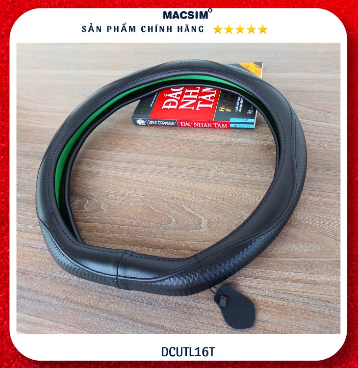 Bọc vô lăng cao cấp Macsim dành cho Vinfast E34, VF3, VF5, VF8, VF9 mã DCUT L16T-2 chất liệu da thật - Khâu tay 100%