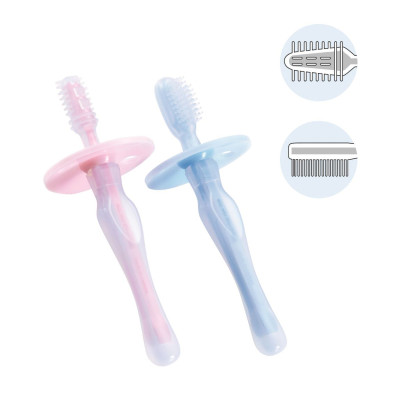 BỘ 2 BÀN CHẢI RĂNG EM BÉ BẰNG SILICONE KUKU - KU1083 ( CHO BÉ TỪ 6 THÁNG )