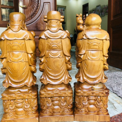 Bộ tượng tam đa phúc lộc thọ gỗ bách xanh kt cao 30