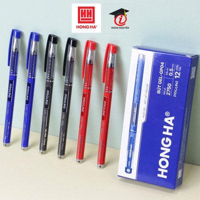 Bút gel Proline 0.5mm Hồng Hà GP04 - 3 màu xanh, đen, đỏ dành cho văn phòng - 2750