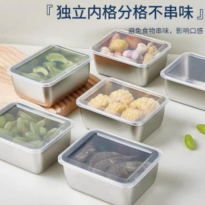 SET 5 HỘP INOX SUS304 ĐỰNG THỰC PHẨM CÓ NẮP ĐẬY HÀNG DÀY ĐẸP