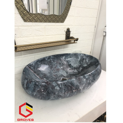 CHẬU LAVABO HÌNH ELIP VÂN ĐÁ nhập khẩu cao cấp GRVL 062F
