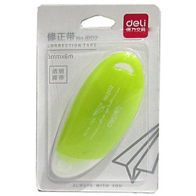 Băng Xóa Học Sinh 6mx5mm - Deli 8102 - Xanh Lá