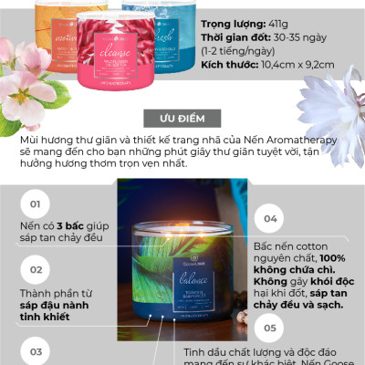 Nến ly 3 bấc Aromatherapy Goose Creek (411g) - Wildflower Ginger Tea