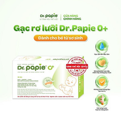 [Mua 1 Tặng 1] Gạc Rơ Lưỡi Dr.Papie 0+ (Hộp 30 Gói), Làm Sạch Và Bảo Vệ Răng Miệng Cho Bé Tặng 1 Hộp (10 Gói) Gạc Dr.Papie 0+