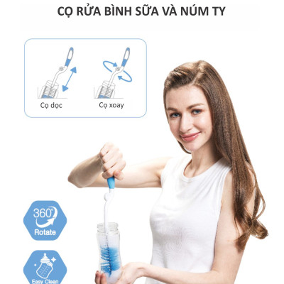 BỘ 2 CỌ RỬA BÌNH SỮA 360° KUKU KU5480