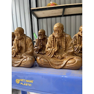Tượng đạt ma sư tổ ngồi thiền bằng gỗ bách xanh thơm nức kt 15×14×9cm