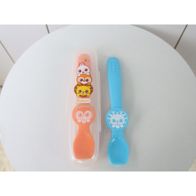 Set 2 thìa ăn dặm Edison Silicon hình Cú, Sư tử cho bé từ 4 tháng chính hãng - Hàn Quốc