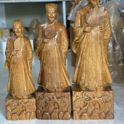 Tượng khổng minh ( gia cát lượng ) bằng gỗ bách xanh kt cao 30×13×11cm