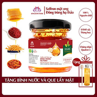 Mật ong saffron đông trùng hạ thảo Kingdom Herb chính hãng thượng hạng hộp 50g (tặng bình thuỷ tinh và cây lấy mật)