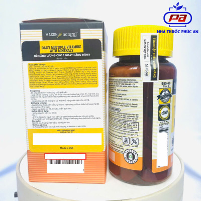 Viên vitamin và khoáng hữu cơ Mason Natural Daily Multiple Vitamins With Minerals 60 viên