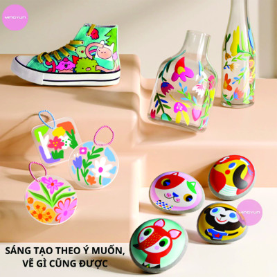 Bộ 60 Bút Màu Acrylic Vẽ Lên Nhiều Chất Liệu Chồng Màu Vẽ Không Lem - Set Bút Màu Vẽ Cho Bé