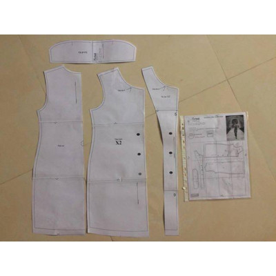 Rập giấy đầm cổ tim tay phồng mã 1259 (BẢN VẼ)