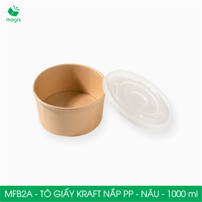 MFB2A - 1000ml - 50 Tô giấy kraft nâu nắp PP - Bát giấy đựng thực phẩm