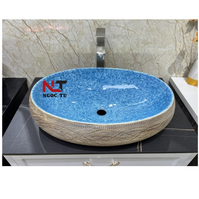 CHẬU RỬA MẶT, LAVABO NHẬP KHẨU CAO CẤP GROVES  MEN XANH NGỌC 8126