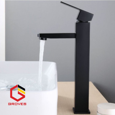 Vòi rửa mặt thân cao đen GR6006 black