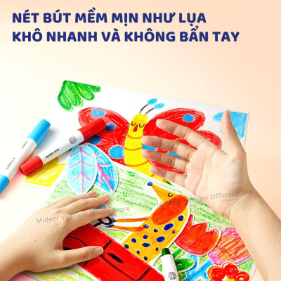 Màu sáp dầu, bút sáp lụa vặn hữu cơ Mideer Silky Crayon kèm quai cho bé 12-24-36 màu