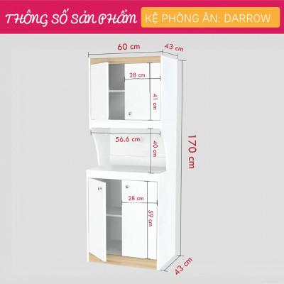Tủ phòng ăn bằng gỗ công nghiệp thiết kế đa năng SMLIFE Darrow