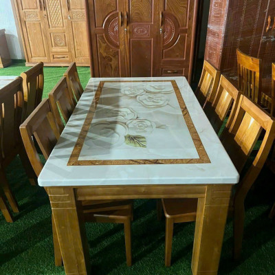 Bàn ăn mặt đá 6 ghế cao cấp Juno Sofa sang trọng 