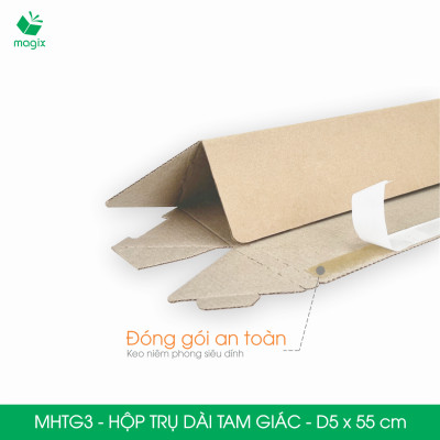 MHTG3 - D5x55 cm - 100 Hộp trụ dài tam giác thay thế ống giấy - Hộp carton đóng gói hàng