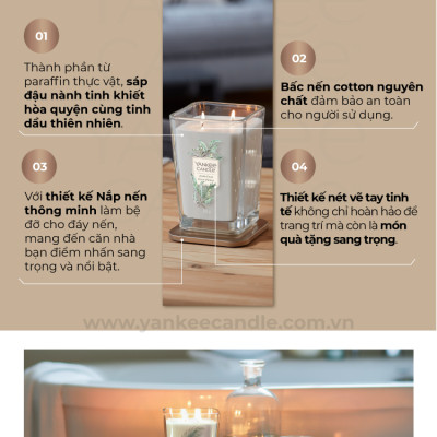 Nến ly vuông Elevation Yankee Candle size S - Exotic Bergamot (96g)