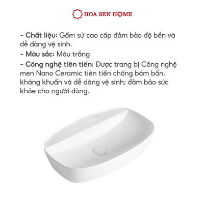 Lavabo TUSLO L007 mang đến vẻ đẹp tinh tế với thiết kế đơn giản nhưng sang trọng. Chất liệu gốm sứ cao cấp cùng công nghệ Nano Ceramic giúp sản phẩm bền bỉ và dễ dàng vệ sinh, là lựa chọn hoàn hảo cho không gian phòng tắm hiện đại.
