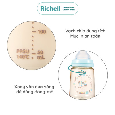 Bình sữa RICHELL Hanaemi Nhật Bản PPSU và Thủy tinh | Baby