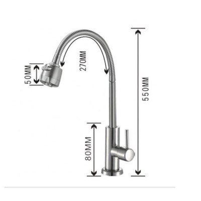 Vòi rửa chén cắm chậu cần mềm inox 304 siêu bền