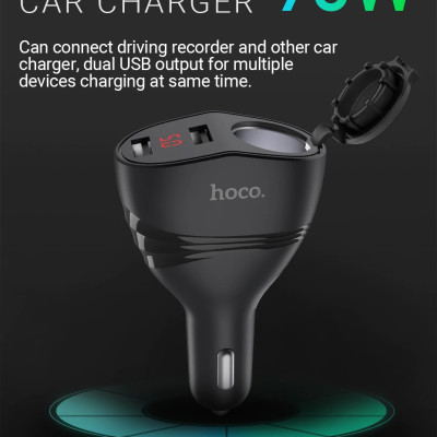 Bộ chia tẩu sạc ô tô, xe hơi nhãn hiệu Hoco Z34 Công suất 96W - Hàng nhập khẩu