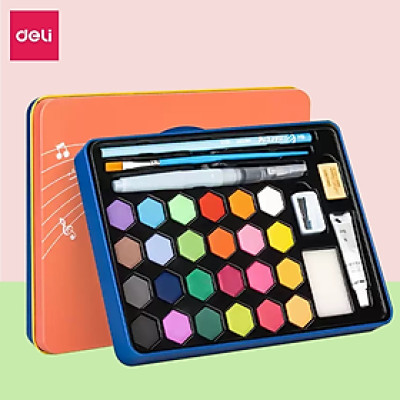 Màu nước dạng nén Deli cao cấp mới Water color bao gồm đầy đủ dụng cụ đi kèm chuyên nghiệp - 73936