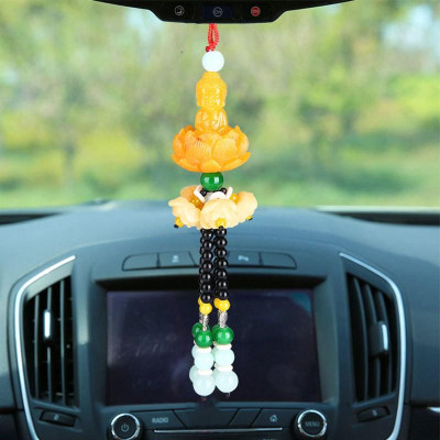 Dây Treo Xe Ô Tô Phong Thủy Tượng Đức Phật Ngự Đài Sen Màu Vàng