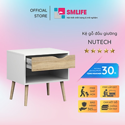 Tủ đầu giường bằng gỗ kết cấu chắc chắn SMLIFE Nutech