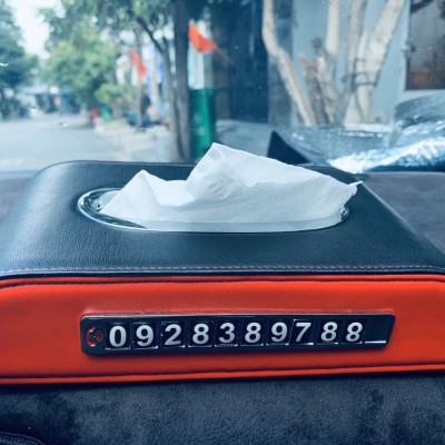 Hộp Khăn Giấy Da Cao Cấp Kèm Bảng Số Điện Thoại