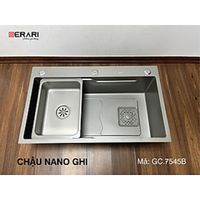 Chậu rửa 1 hố Nano ghi cao cấp kèm chậu nhỏ bên trong mã GC.7545B thương hiệu Gerari