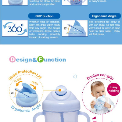 BÌNH UỐNG NƯỚC ỐNG HÚT CÓ TAY CẦM KUKU KU5452A - 200ML