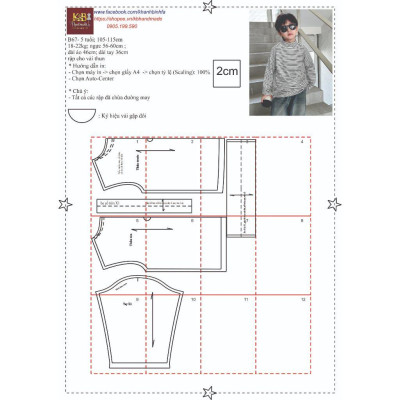 Rập giấy A0 áo cổ lọ dáng rộng B67 - bản vẽ