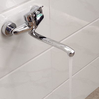 Vòi rửa chén nóng lạnh âm tường Đồng mạ Chrome Eurolife EL-T016AT (Trắng bạc)