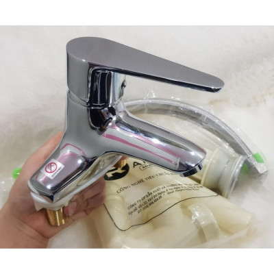 Vòi chậu rửa mặt lavabo Rangos RG-01V hàng cao cấp đồng mạ crome
