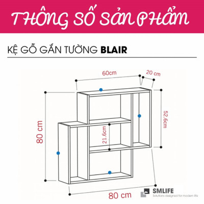 Kệ gỗ trang trí trưng bày hiện đại SMLIFE Blair