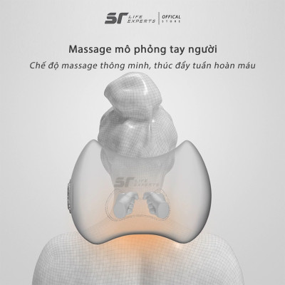 Combo Tựa Đầu Và Tựa Lưng Ô Tô Túi Khí Kéo Dãn Massage Chườm Nóng, Gối Cao Su Non, Giảm Mỏi Cổ Vai Cột Sống - Sairui