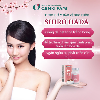 Viên Uống Trắng Da Mờ Sạm Nám Từ Thiên Nhiên Shiro Hada Genki Fami Nhật Bản Hộp 90 Viên