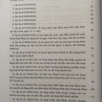 Hệ Thống  Án Lệ Việt Nam ( hiện hành) Từ Án Lệ số 01 đến Án Lệ số 72