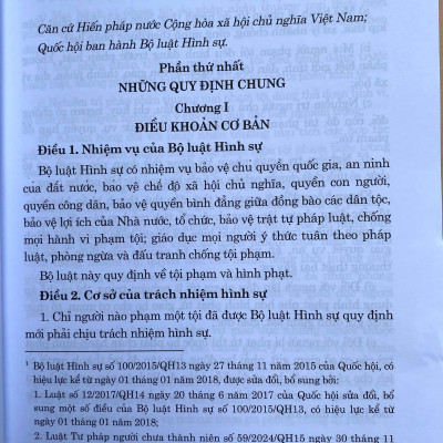 Bộ Luật Hình Sự Năm 2015 ( Sửa Đổi, Bổ Sung Năm 2017, 2024, 2025)