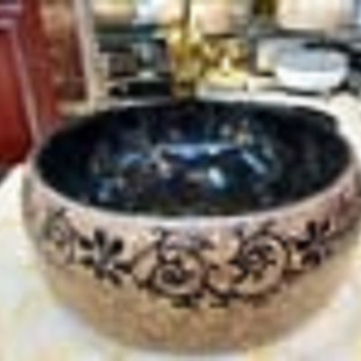 Chậu lavabo đặt bàn TRÒN, ĐEN GROVES GLV8130 (410x410x140)