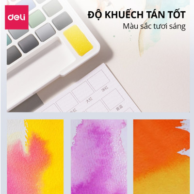 Màu Nước Dạng Nén Dmast Solid Water Color 12/18/24/36 Màu Deli - Màu Nước Nén Mịn Loang Màu Tốt Kèm Bút Vẽ