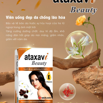 Viên uống đẹp da chống lão hóa Ataxavi Beauty Medibro Hộp 60 viên - Natural Astaxanthin
