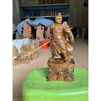 Tượng triệu tử long gỗ bách xanh thơm nức kt cao 40