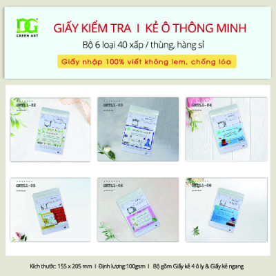 Giấy kiểm tra bán sỉ chất lượng cao, giá tốt nhất cho cửa hàng trường học và các trung tâm giáo dục, giao hàng toàn quốc, hàng chính hãng Green Art