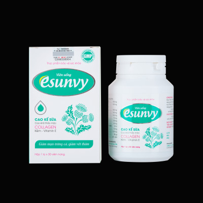 Viên Uống Esunvy Giúp Thanh Nhiệt Giải Độc, Giảm Mụn Trứng Cá, Hạn Chế Vết Thâm Hộp 30 Viên TTP006